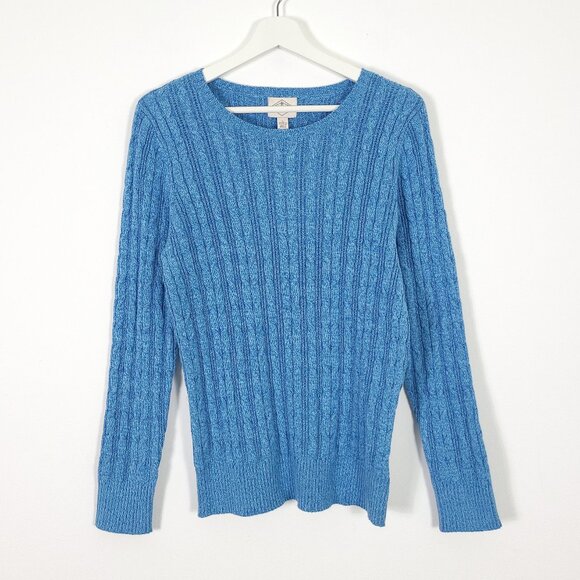 St. John's Bay Blue Cable Knit Crew Neck Sweater - Picture 1 of 7